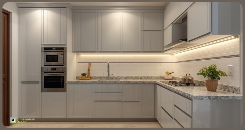 Budget small modular kitchen design with laminate shutters